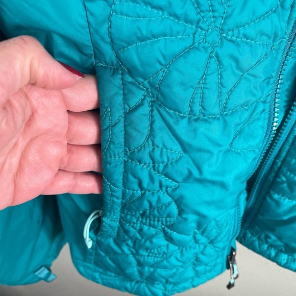 The North Face Puffer Jacket Women's Small Teal Quilted Embroidered - Picture 5 of 10